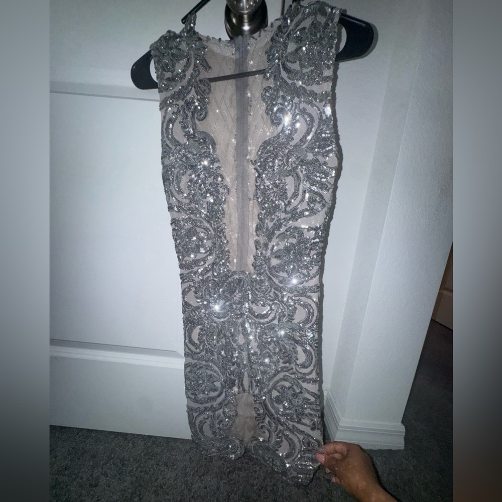 Elegant Silver Sequin Dress